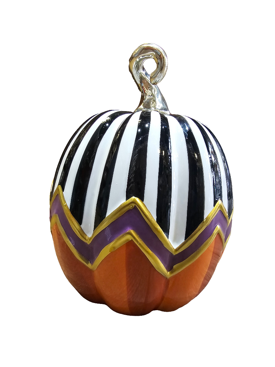 Ceramic Multi Patterened Pumpkin Ornament