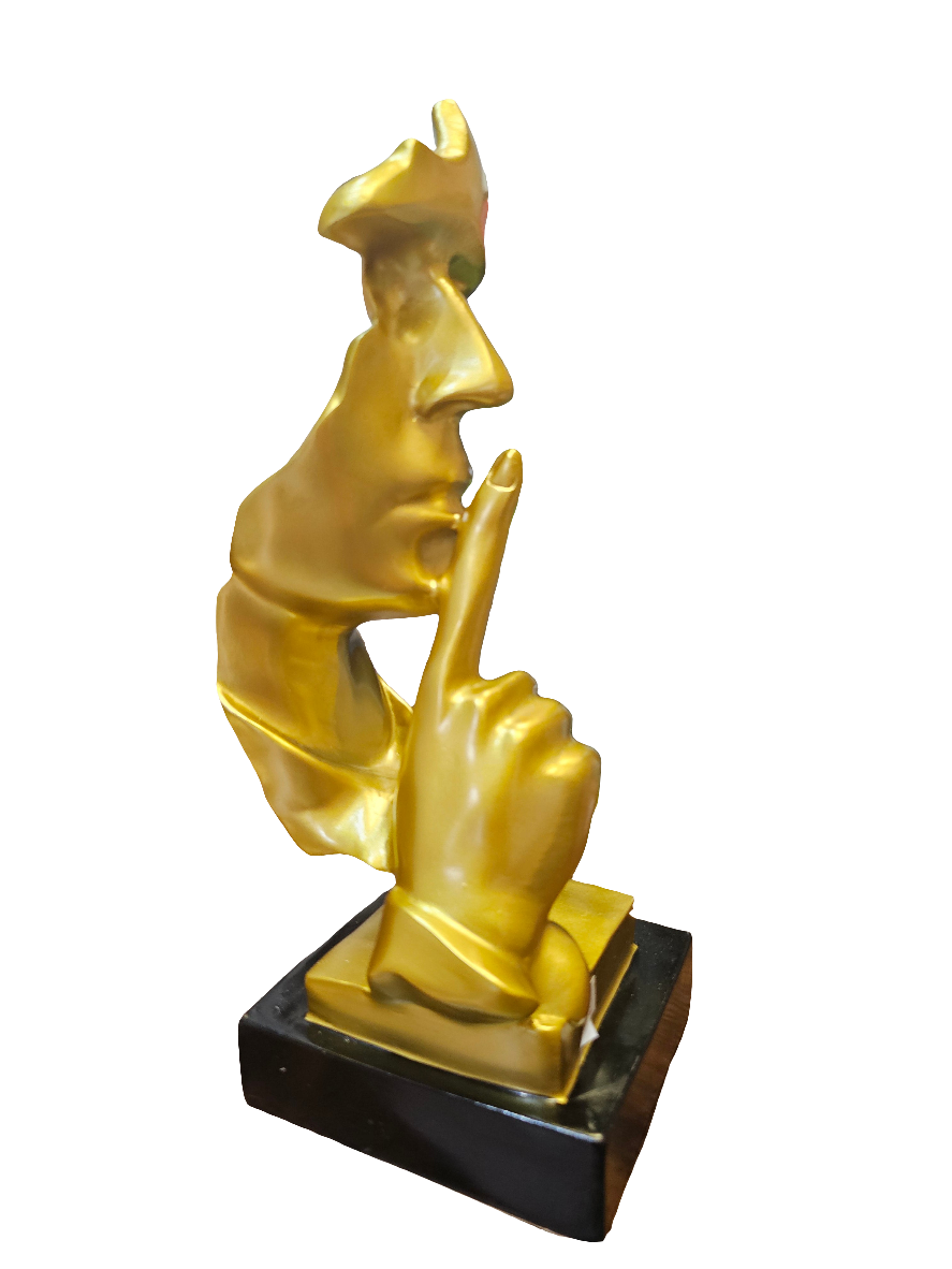 'The Thinker' Gold Face and hand Statue