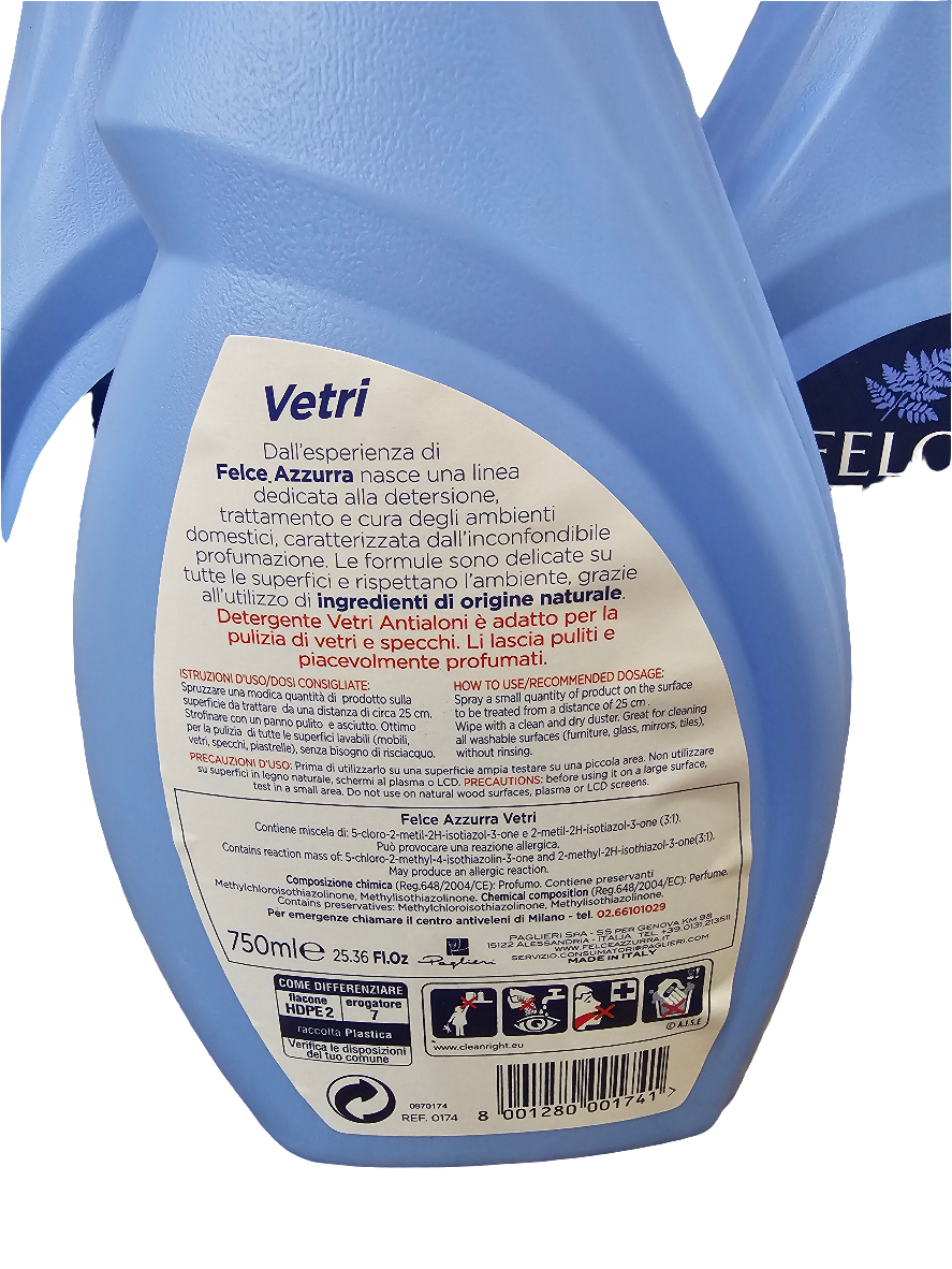 Felce Azzurra Anti-haze glass cleaner classic perfume 750 ml