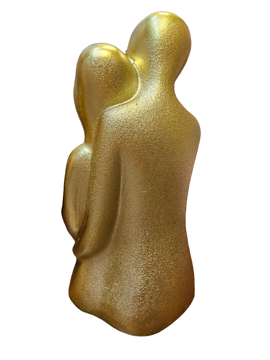 Gold Couple Embrace Statue