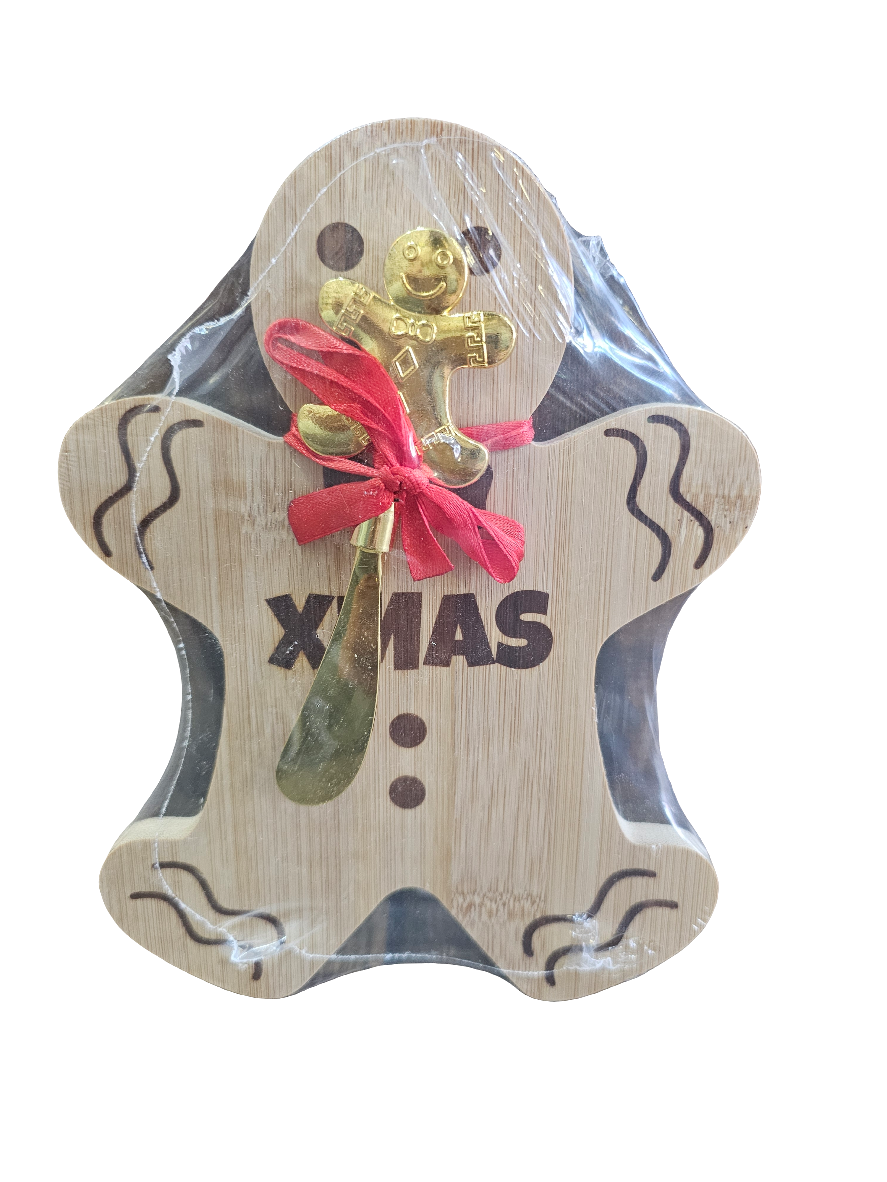 Christmas Cheer Gingerbread Board and Knife