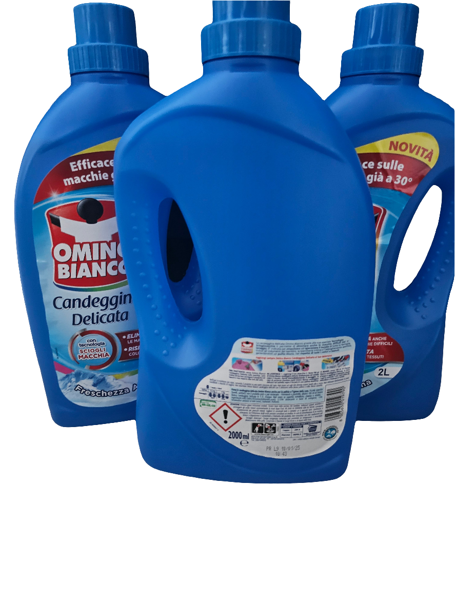 Omino Bianco Candeggina Delicata, gentle bleach designed for laundry in Alpine Freshness Scent 2L