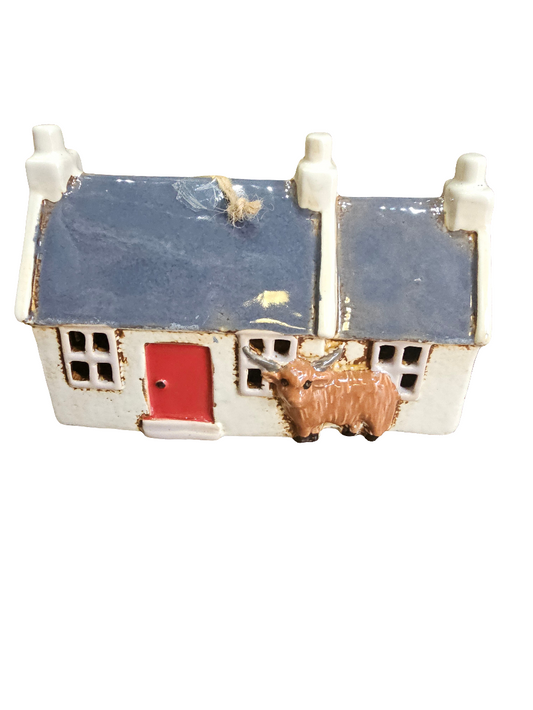 Village Pottery Croft House Highland Cow Tealight Holder