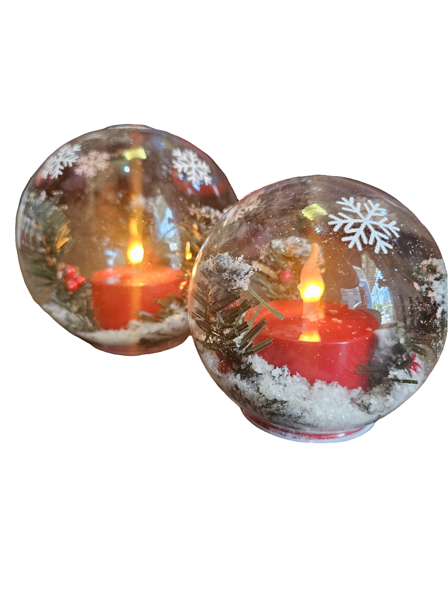 Frosty Christmas LED Candle Ball 2 Sizes