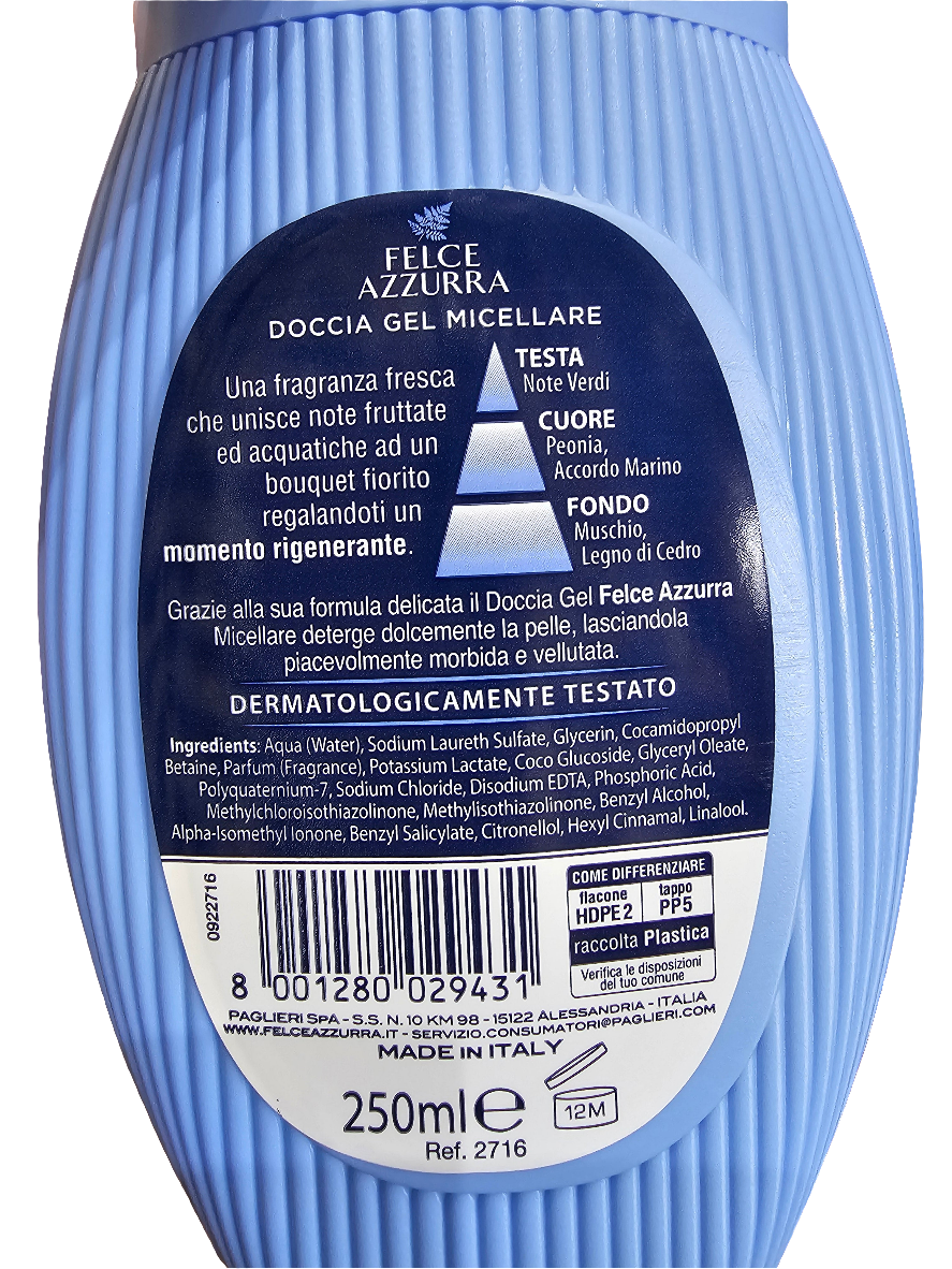 Felce Azzurra Micellare Purificante Doccia Gel, a micellar purifying shower gel 250ml