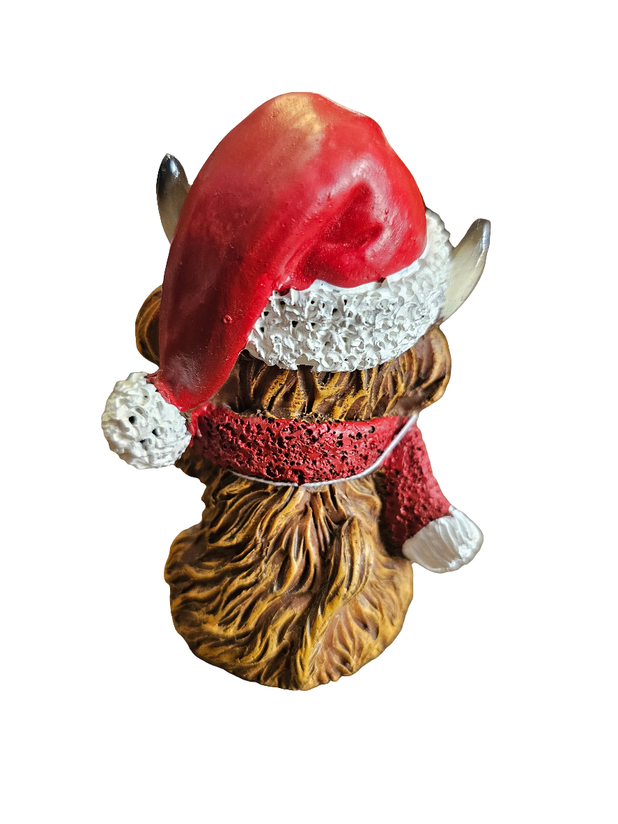 Christmas Happy Highland Cow With Santa Hat