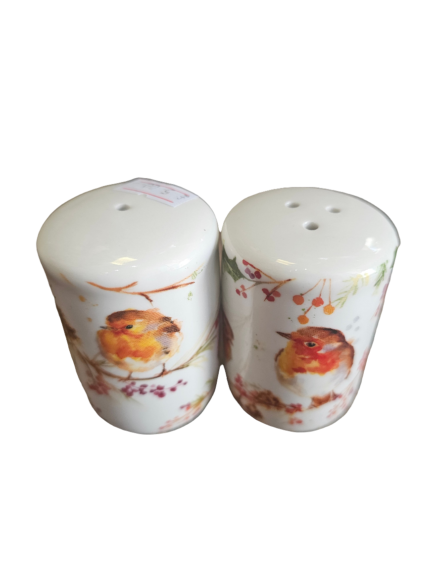Winter Robin Jennifer Rose Salt and Pepper pots