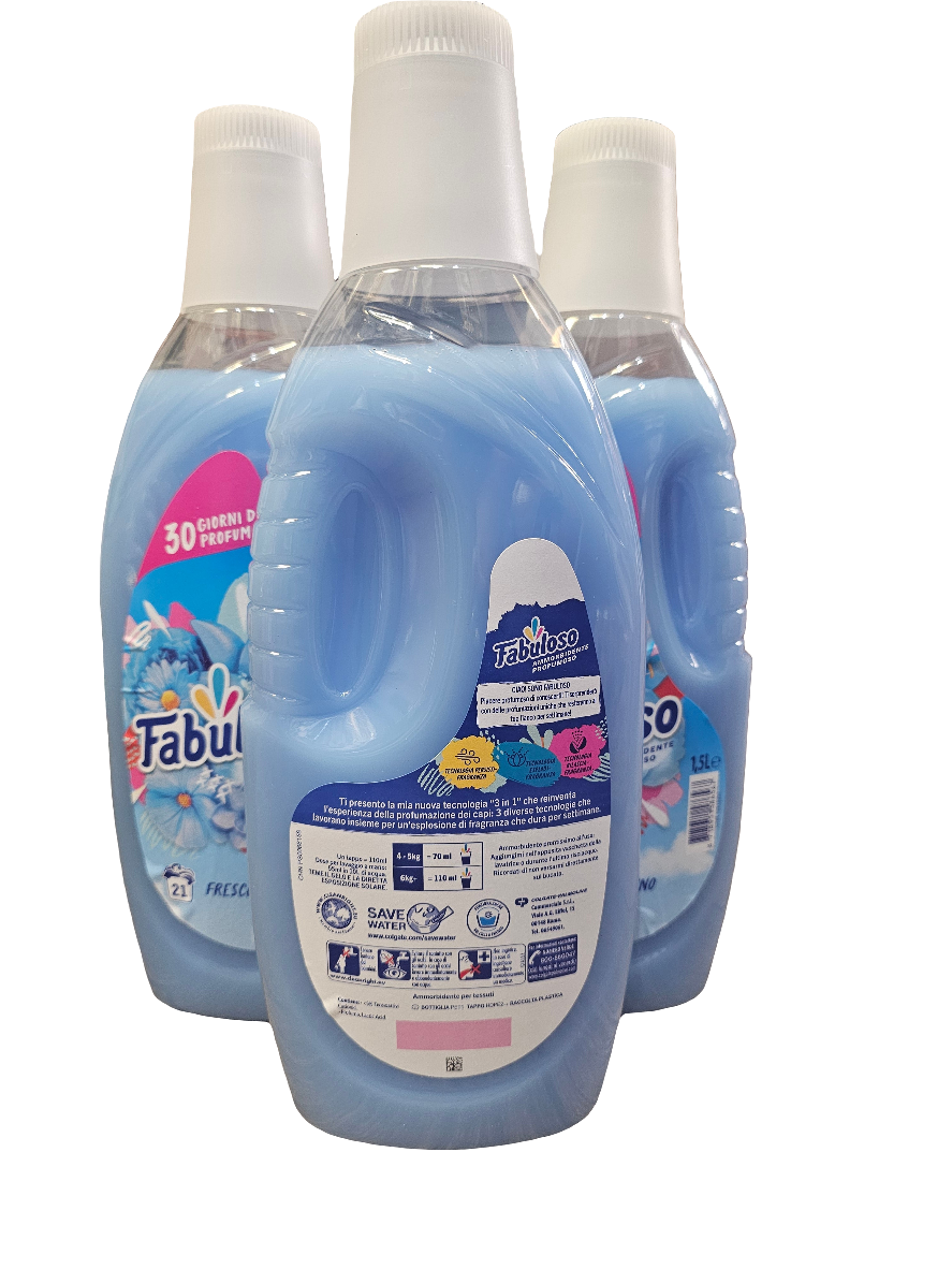 Fabuloso Concentrated Fabric Softener in "Fresco Mattino" (Fresh Morning) scent.