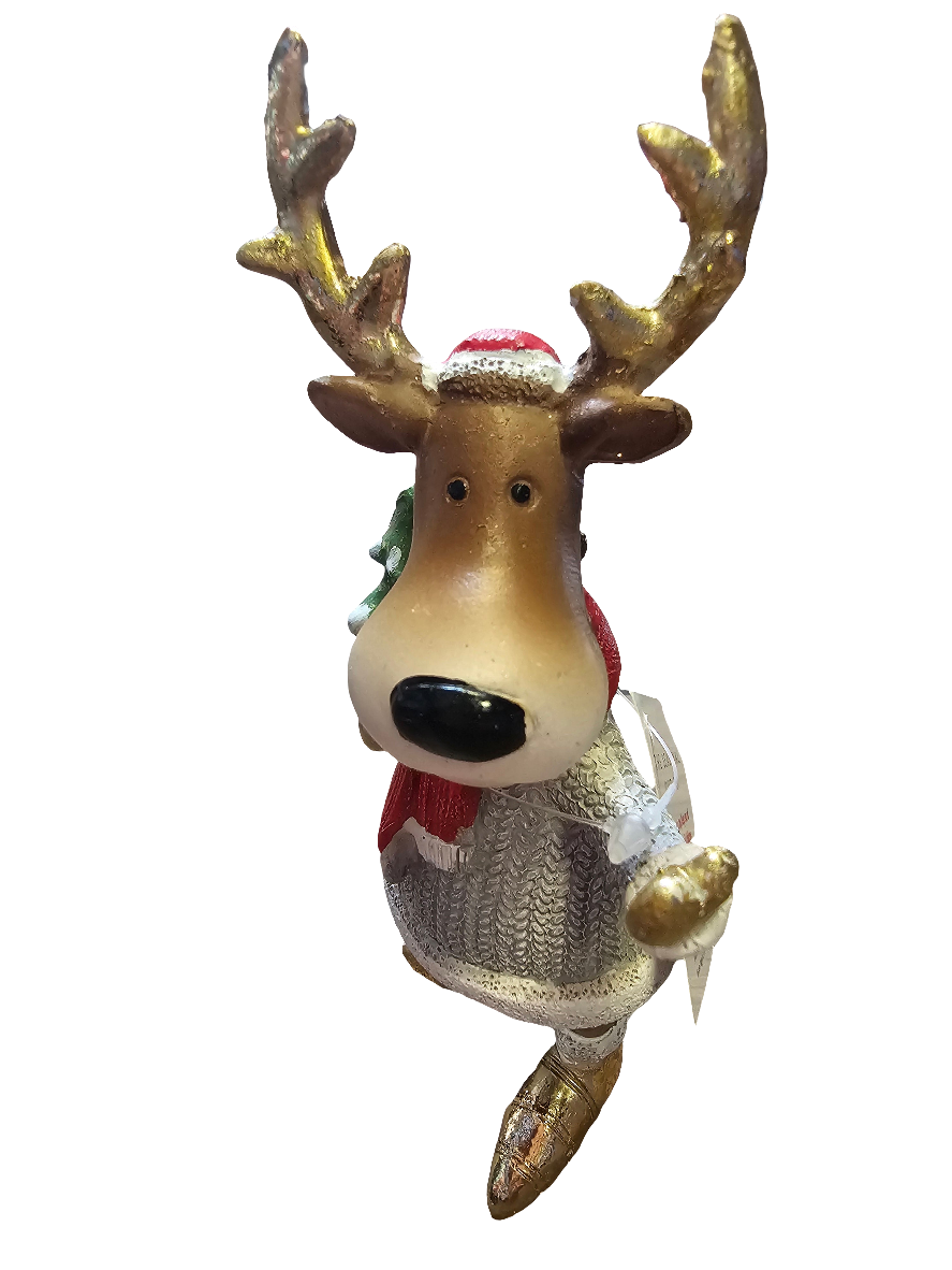Standing Reindeer Statue with Christmas tree 15cm