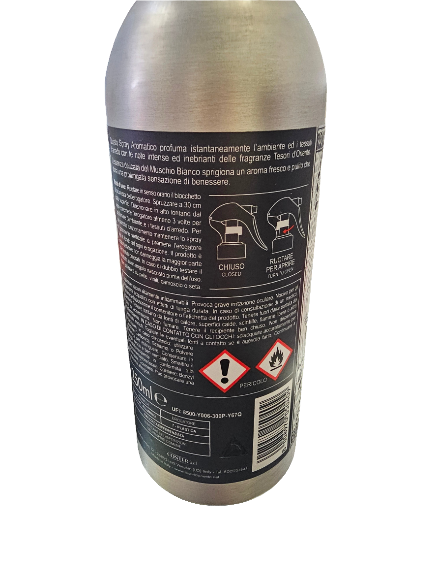 Tesori D'Oriente White Musk Aromomatic Room Spray 250ml please note this is filled by weight not volume