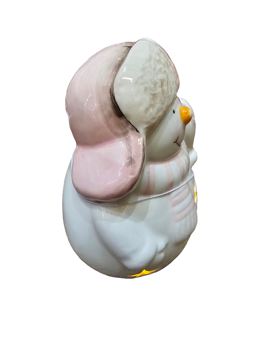 Pastel Pink LED Jolly Snowman