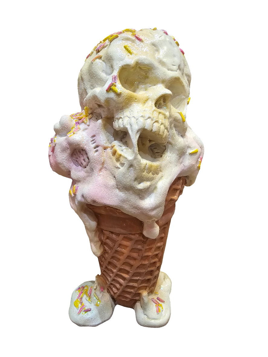 Multi coloured Ice Cream Skull Halloween ornament