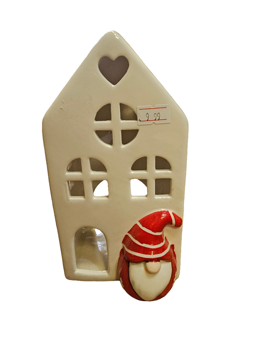 Ceramic Tealight House with Santa Gonk 19cm