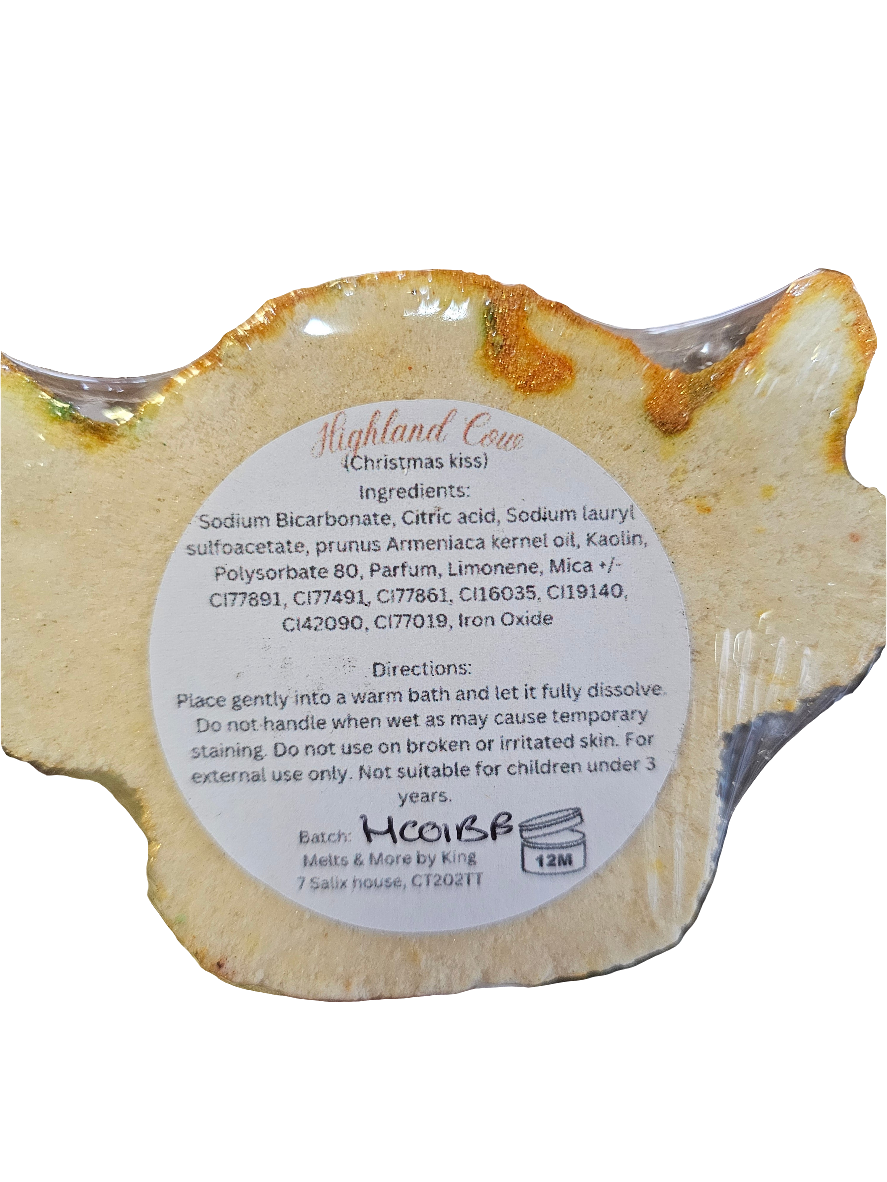 Highland Cow Bath Bomb Scented in Christmas Kiss
