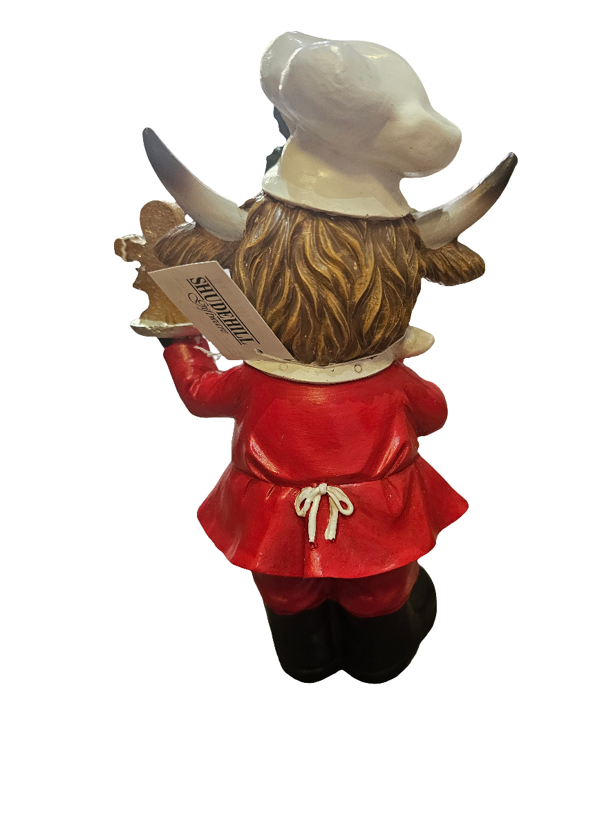 Merry Christmas Highland Cow Chef Statues