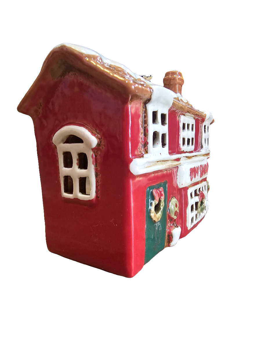 Village Pottery Christmas Toy Shop Tealight Candle Holder