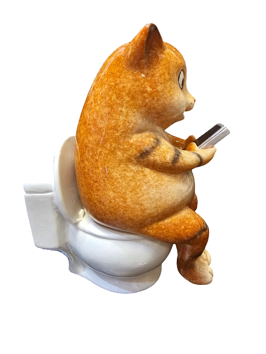 Take a Seat Cat on the Loo statue