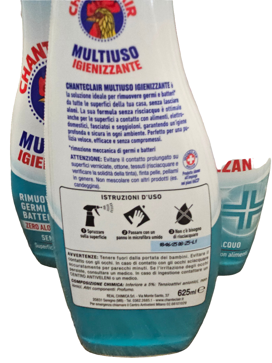 Chanteclair Multiuso Igienizzante, an Italian multi-purpose sanitizing cleaner. 625ml
