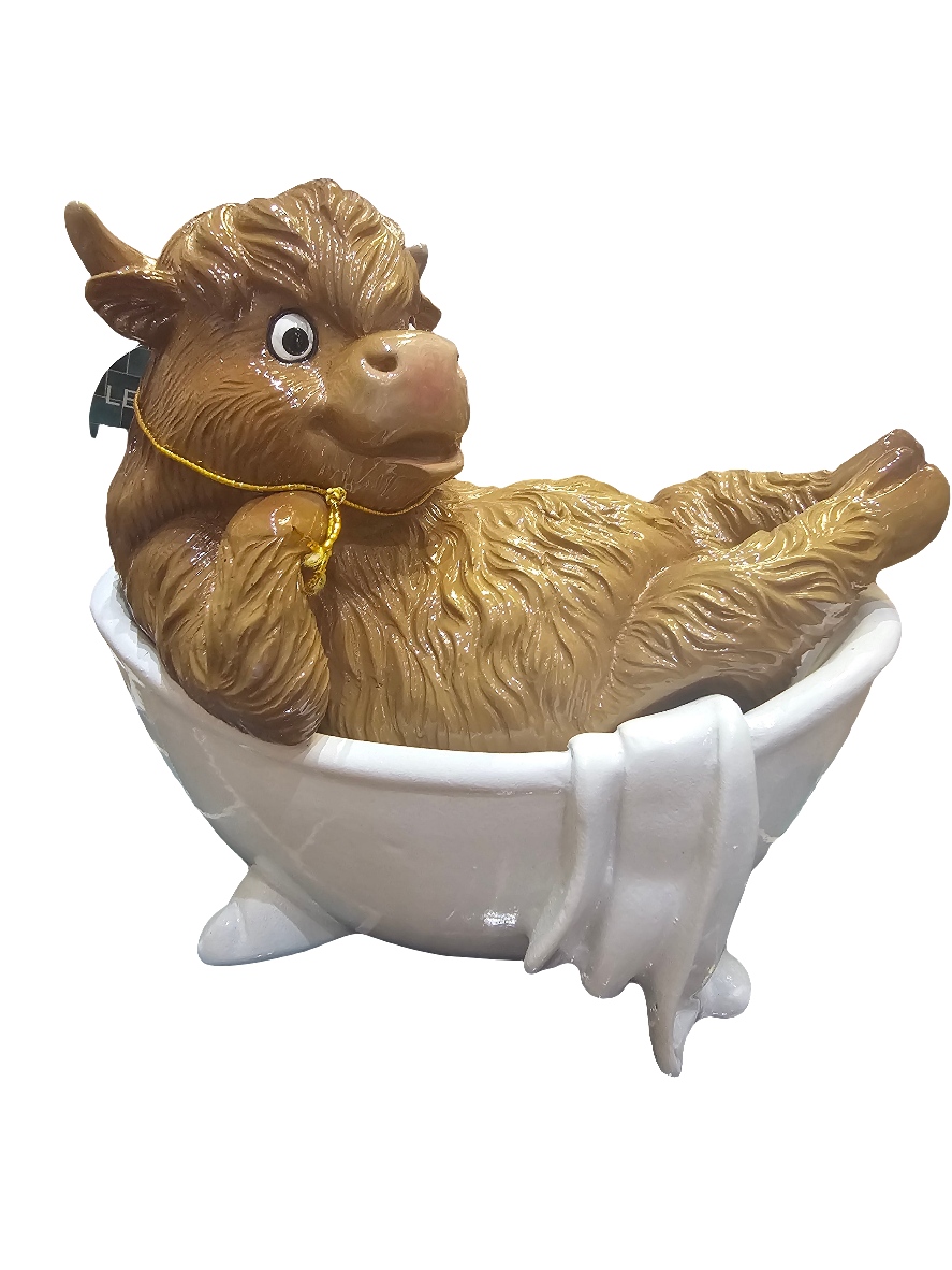 Relax Bathtime Highland Cow Ornament