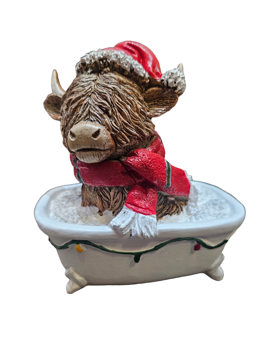Christmas Highland Cow in Bath