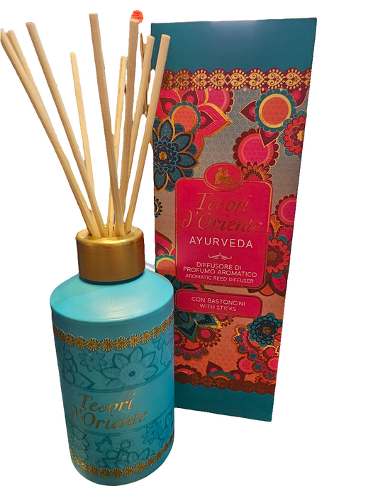 Tesori D'oriente Reed Diffuser Set Ayurveda Scented with 8 sticks 200ml