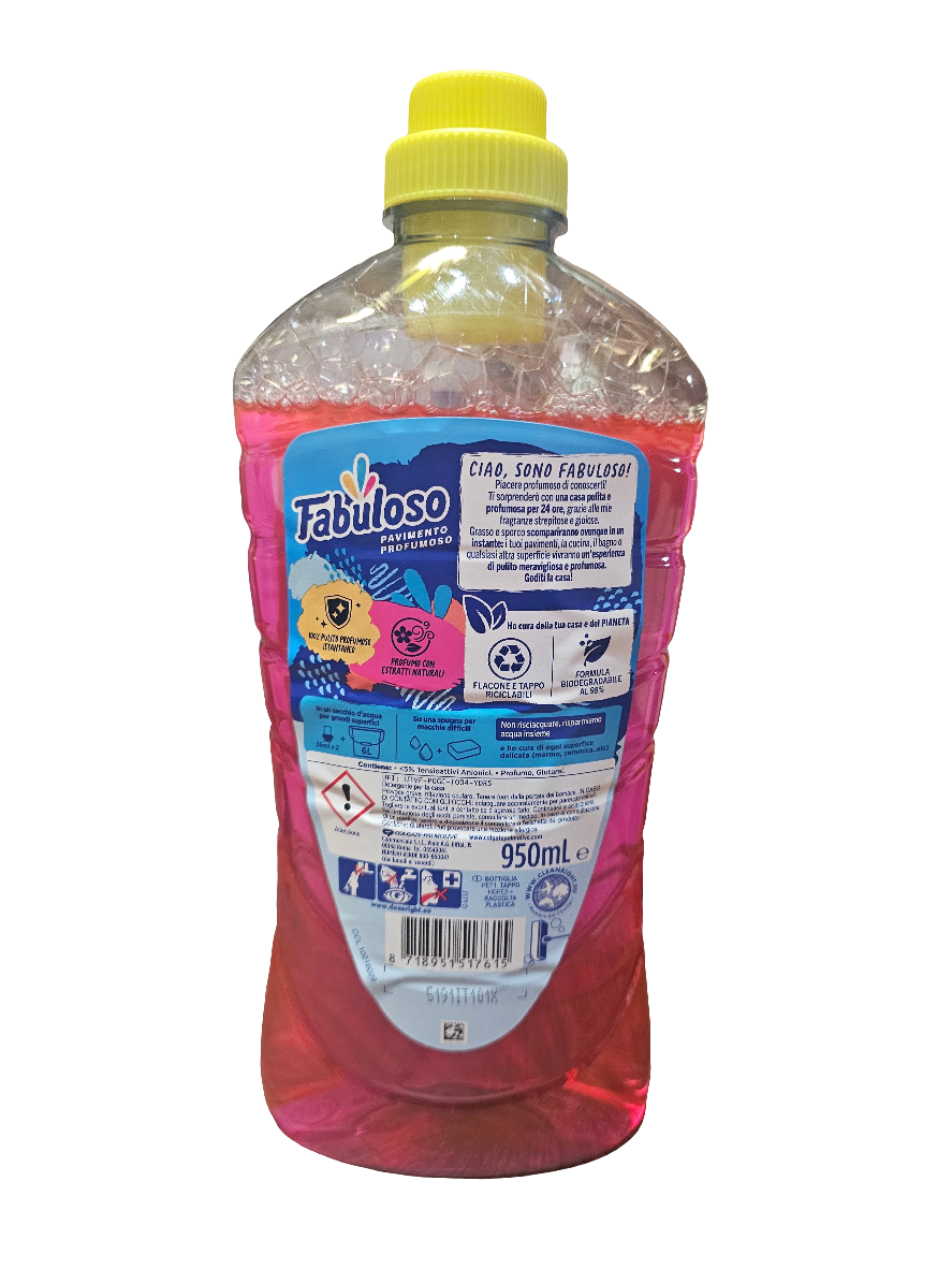 Fabuloso Floor Cleaner in the "Freschezza di Rosa" (Rose Freshness) scent.