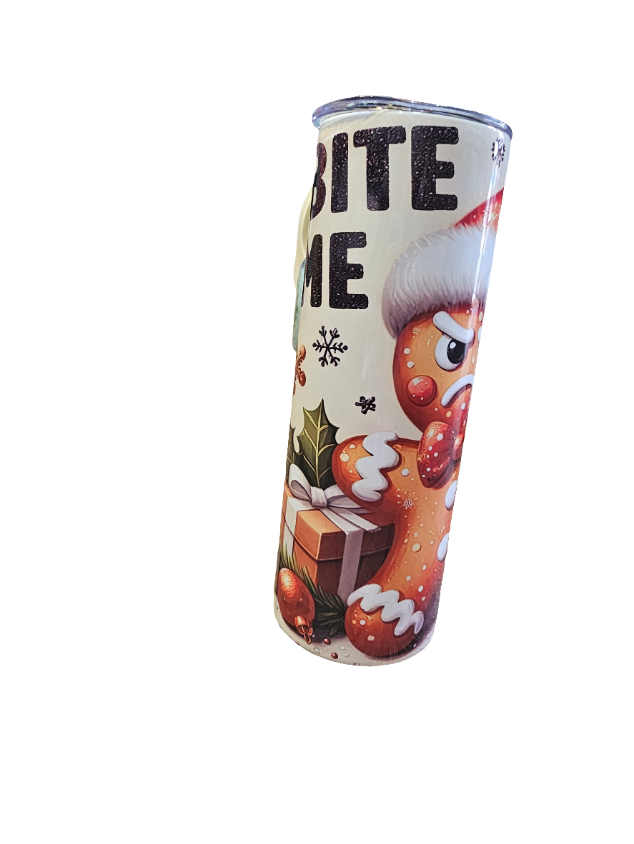 "Bite Me" Stainless Steel Gingerbread Man Tumber