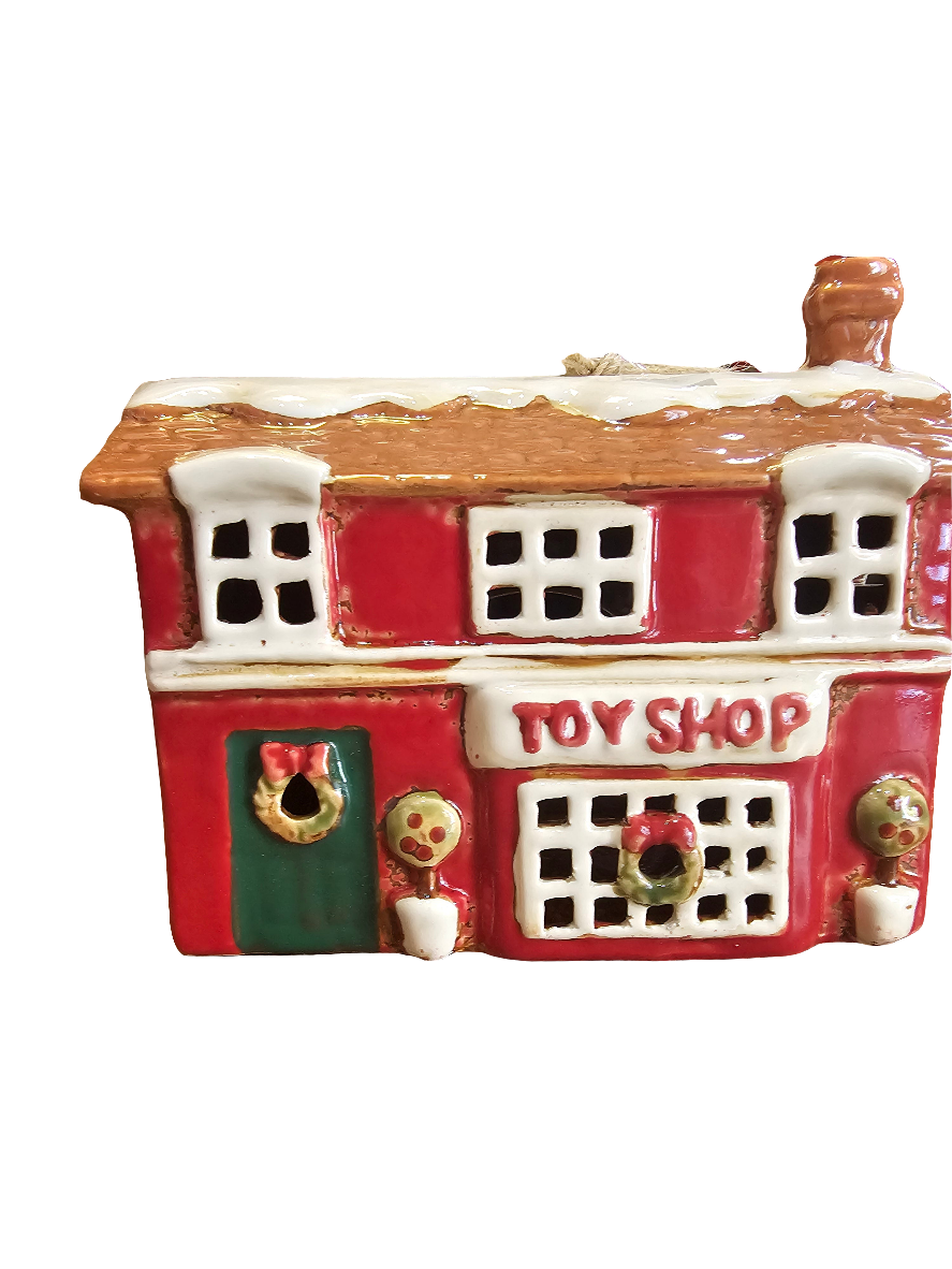 Village Pottery Christmas Toy Shop Tealight Candle Holder