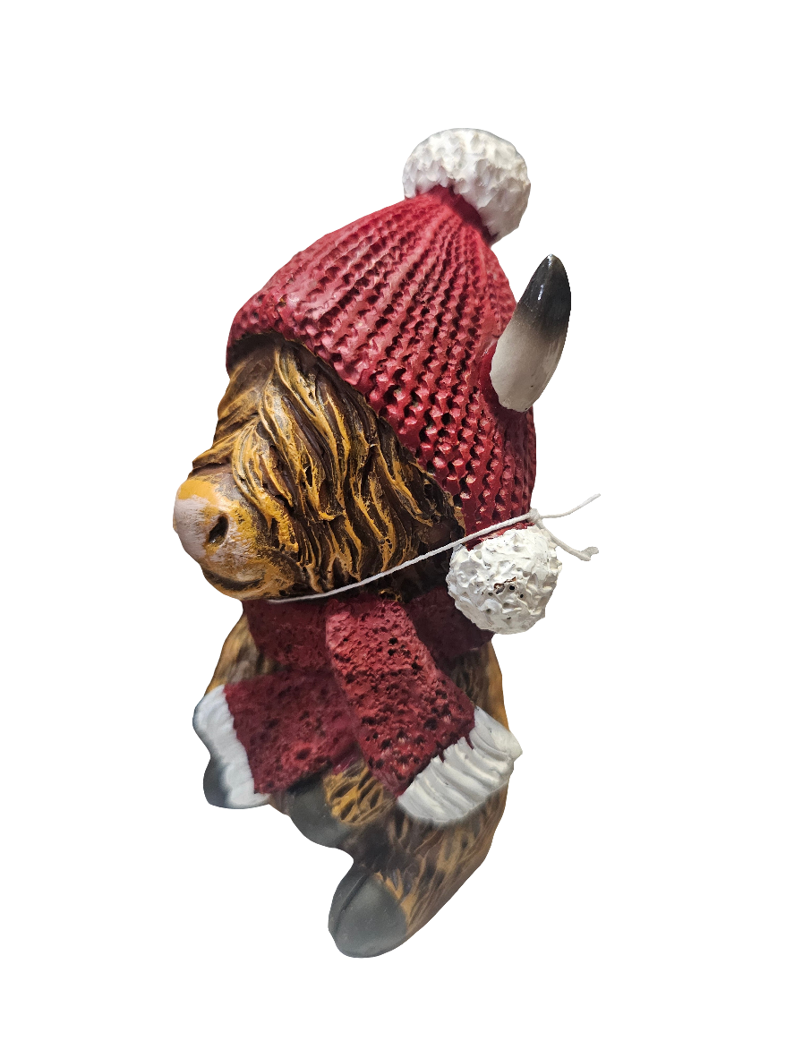 Christmas Happy Highland Cow With Santa Hat