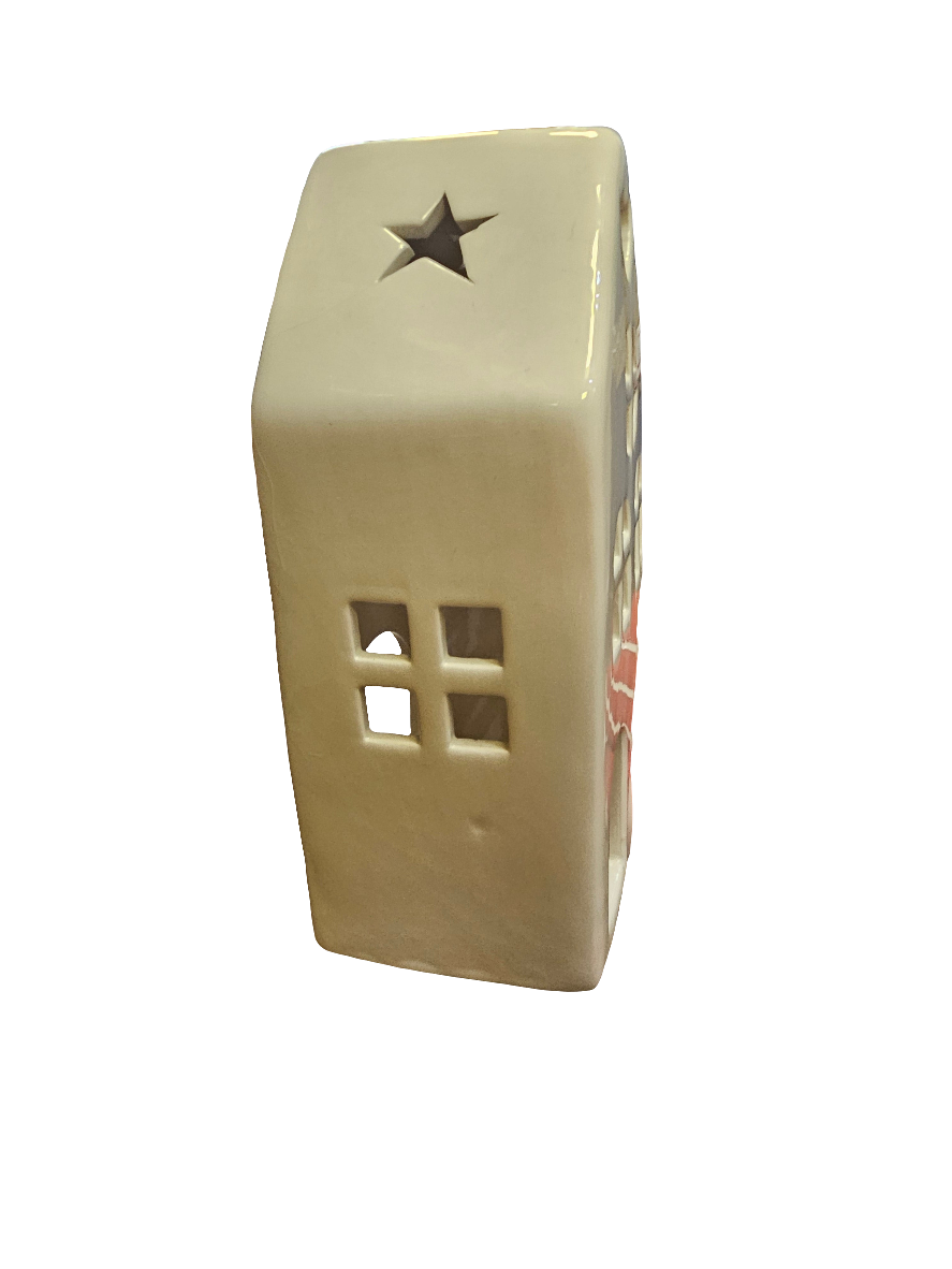Ceramic Tealight House with Santa Gonk 19cm