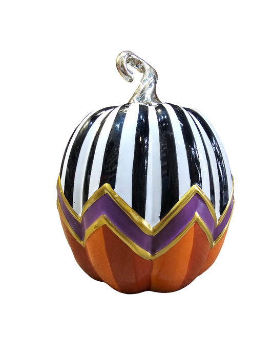 Ceramic Multi Patterened Pumpkin Ornament