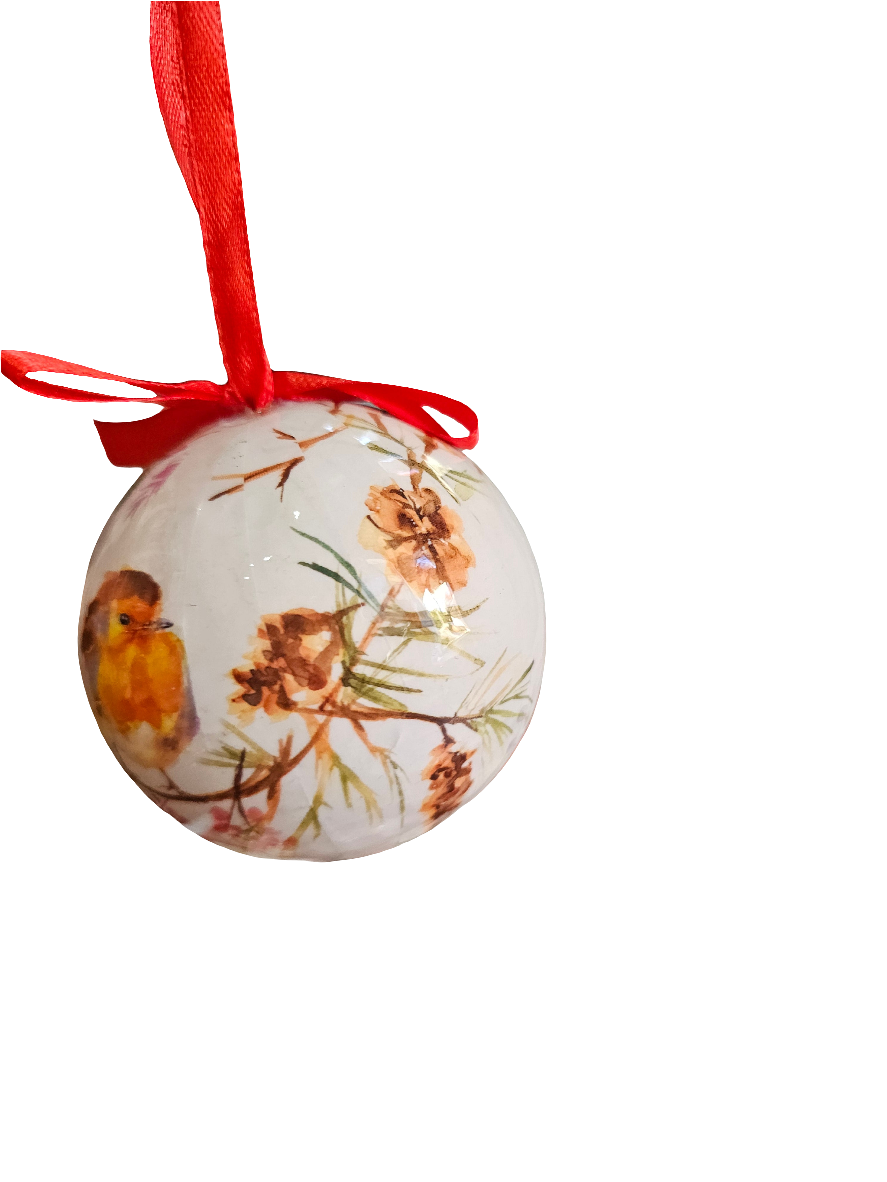 Winter Robin Jennifer Rose Baubles Set of 6