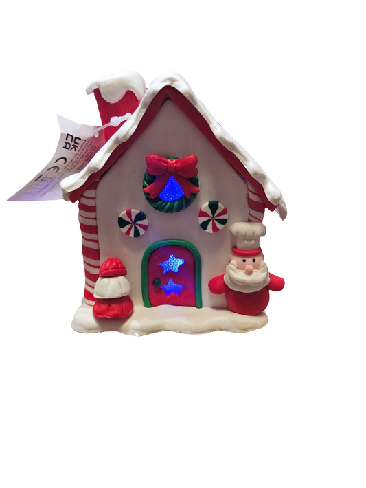Christmas Cookie LED Candy House with Santa Ornament