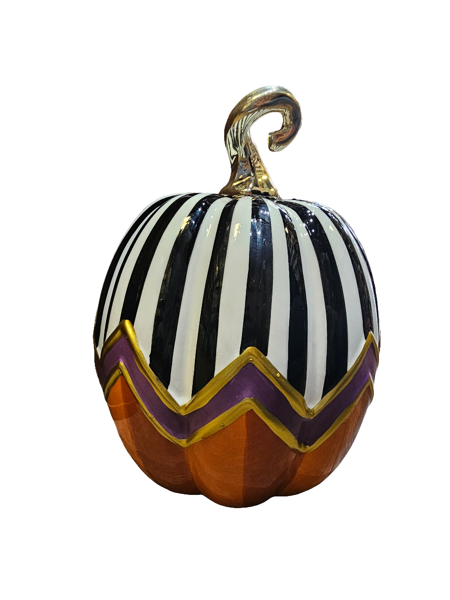 Ceramic Multi Patterened Pumpkin Ornament