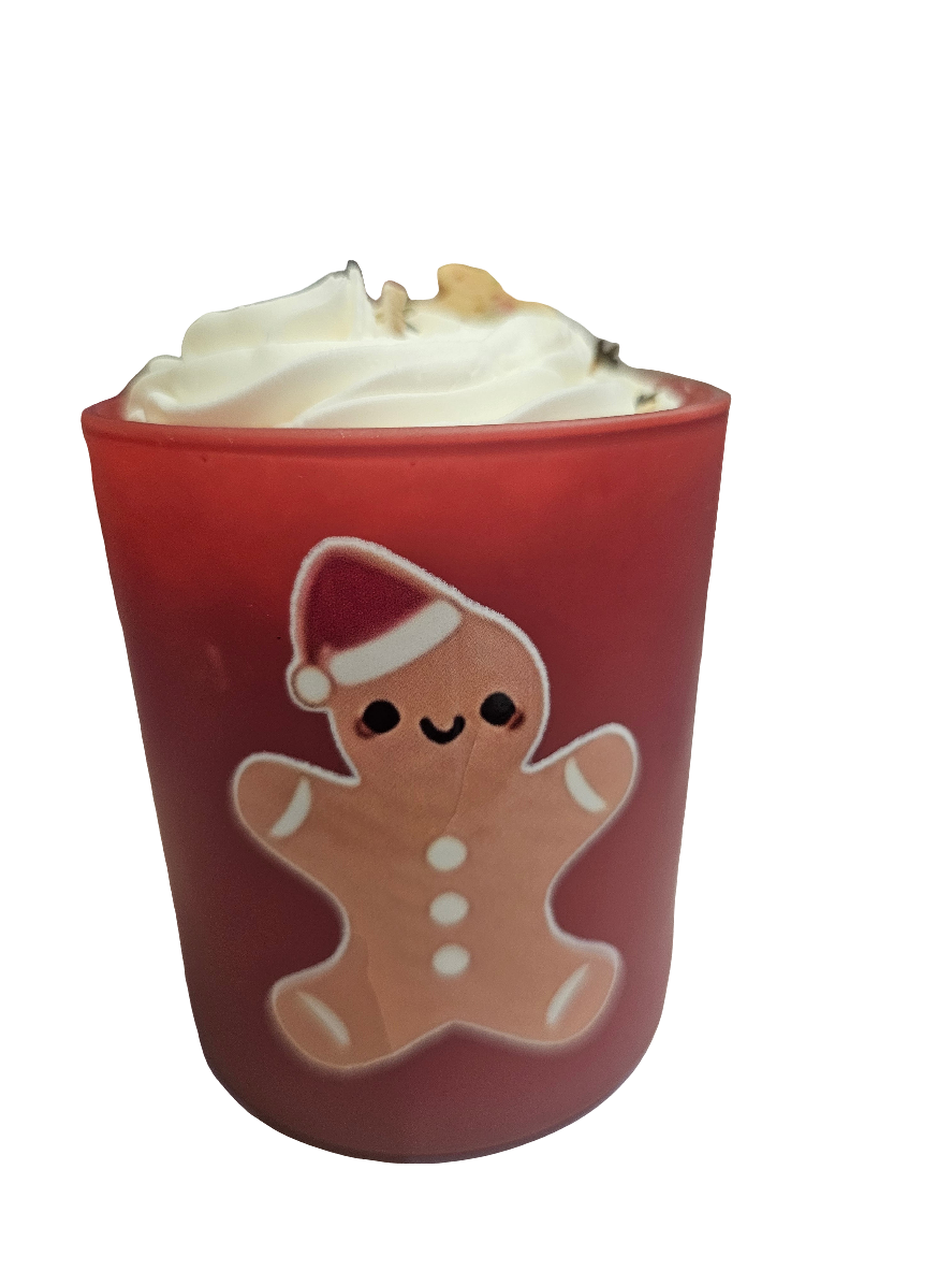 Baked Gingerbread Scented Christmas Candle with whipped topping