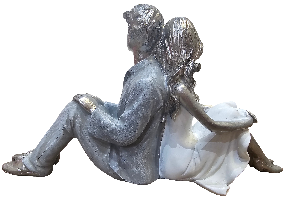 Moonlight Couple Sitting Back to Back