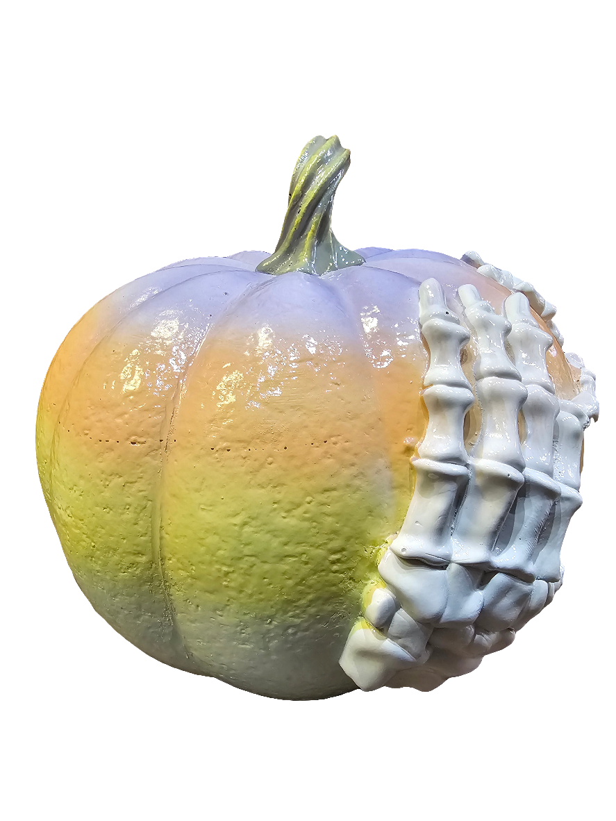 Pastel Skeleton Hand Heart Pumpkin