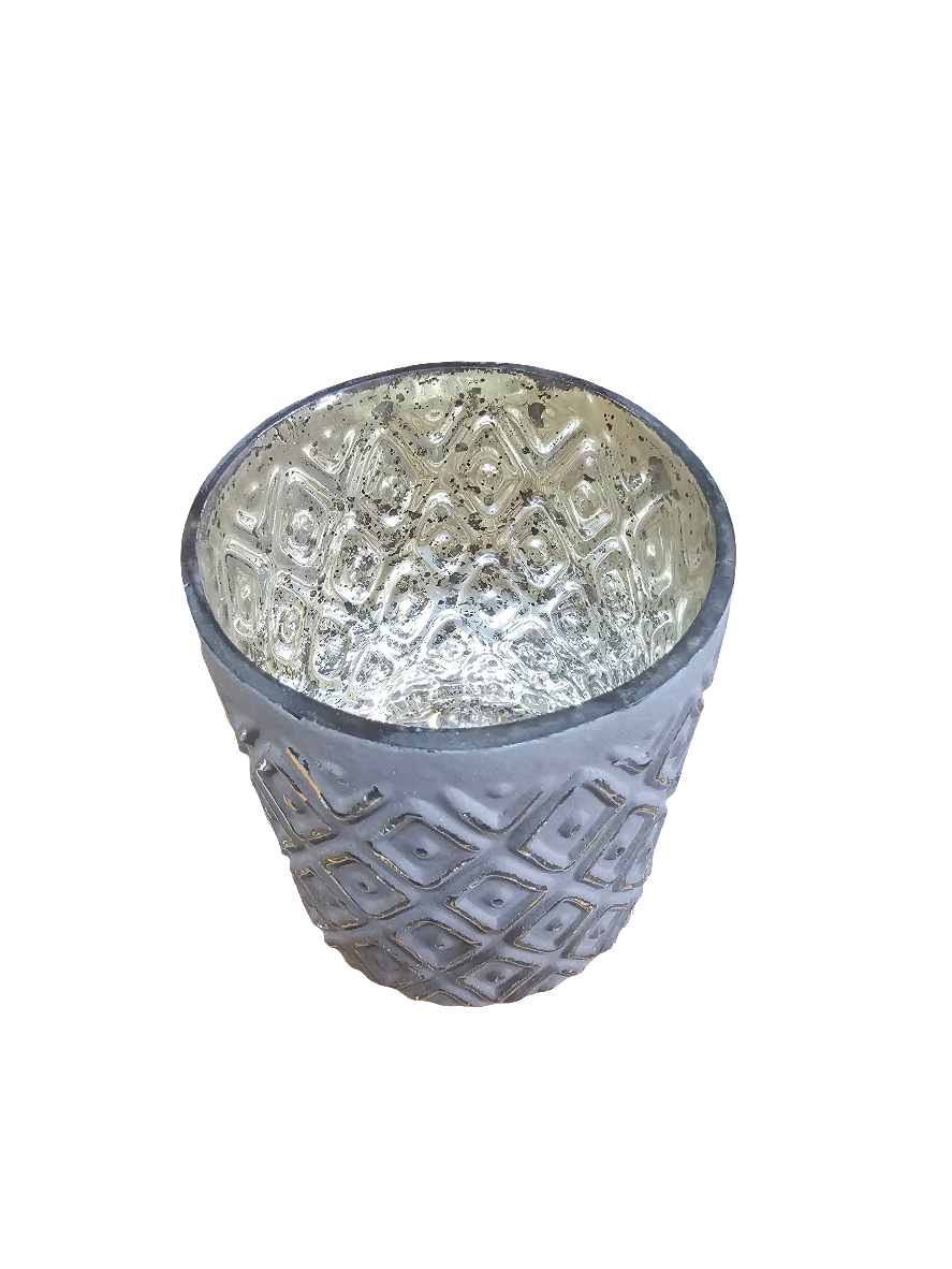 Grey and Silver Glass Tealight Holders