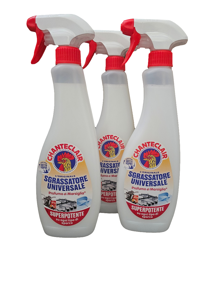 Chanteclair Sgrassatore Universale, super-powerful universal degreaser with a Marsiglia (Marseille soap) scent.