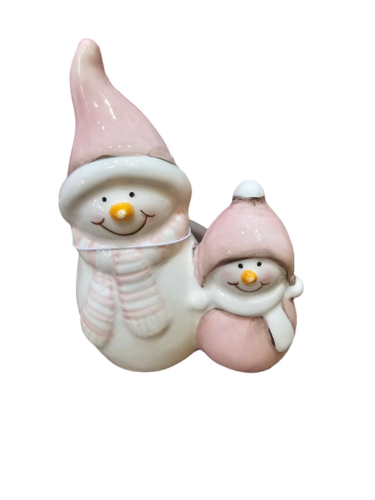 Pastel Pink Snowman Pair