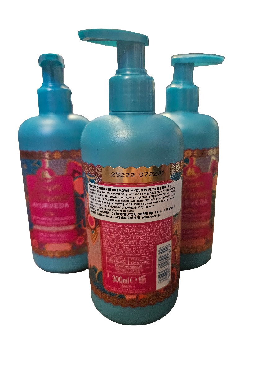 Tesori d'Oriente Ayurveda Aromatic Cream Soap, Amla and Patchouli scent with pump lid