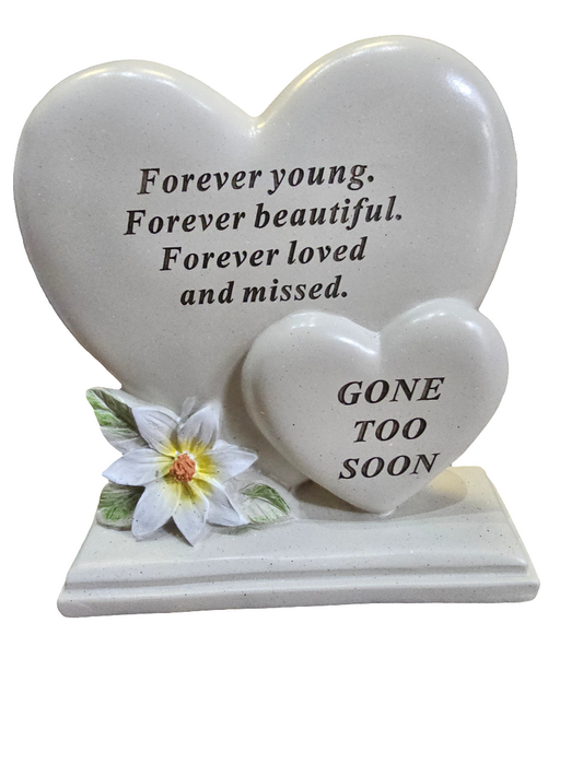 Forever Young, Gone Too Soon Double Heart Plaque