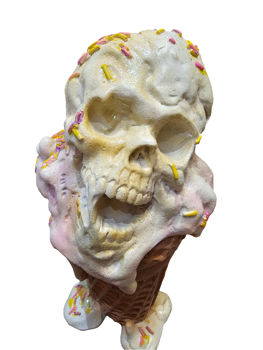 Multi coloured Ice Cream Skull Halloween ornament