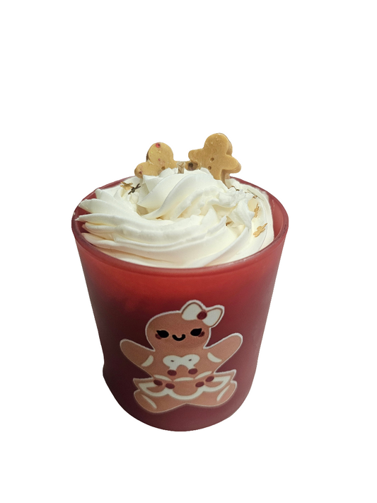 Baked Gingerbread Scented Christmas Candle with whipped topping