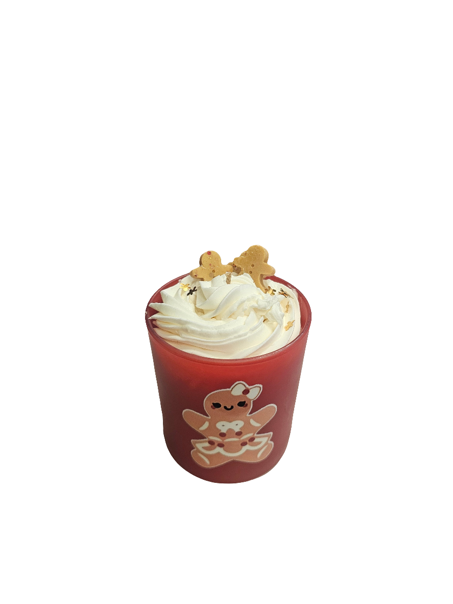 Baked Gingerbread Scented Christmas Candle with whipped topping