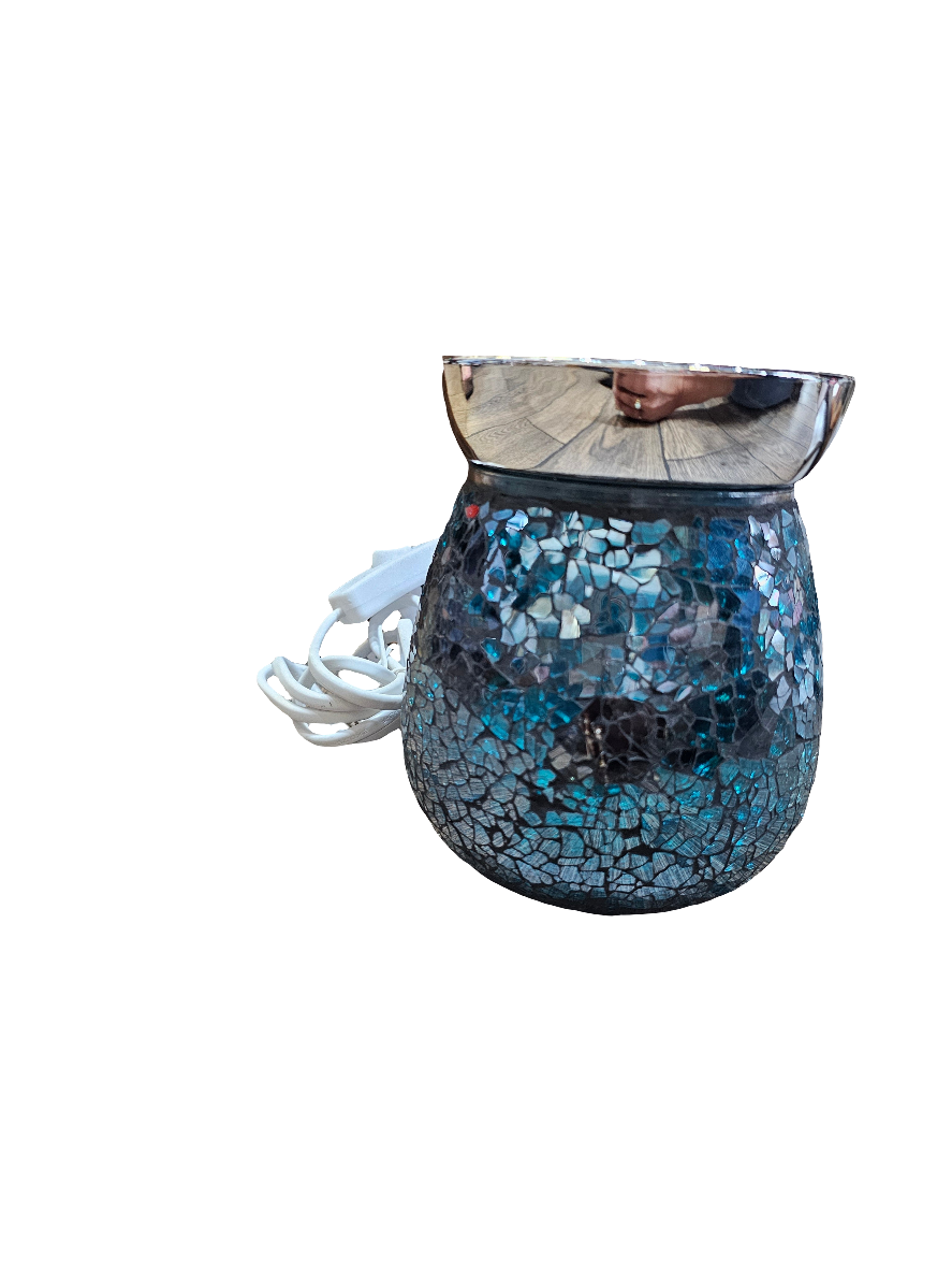 Blue Electric Crackle Burner with Large Dish