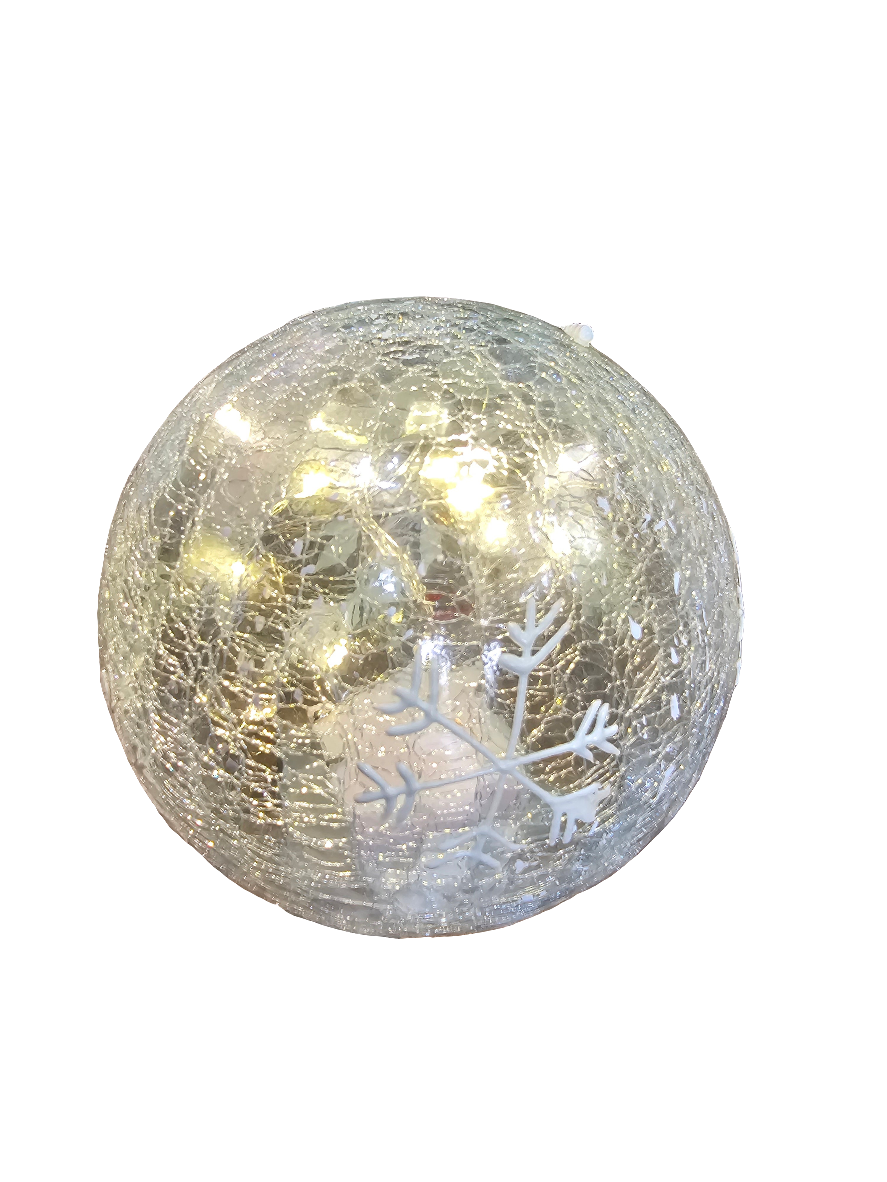 Large Christmas Robin Crackle LED Ball