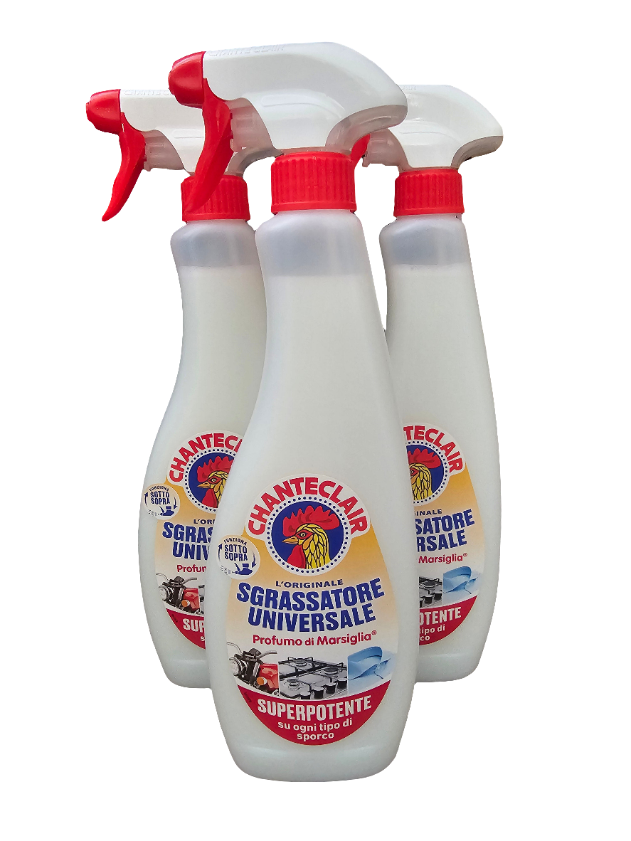 Chanteclair Sgrassatore Universale, super-powerful universal degreaser with a Marsiglia (Marseille soap) scent.