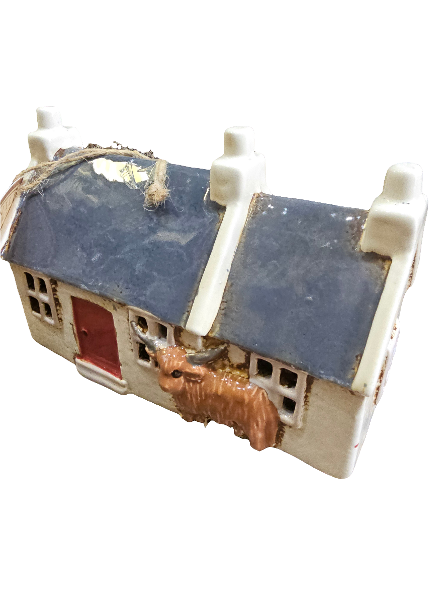 Village Pottery Croft House Highland Cow Tealight Holder