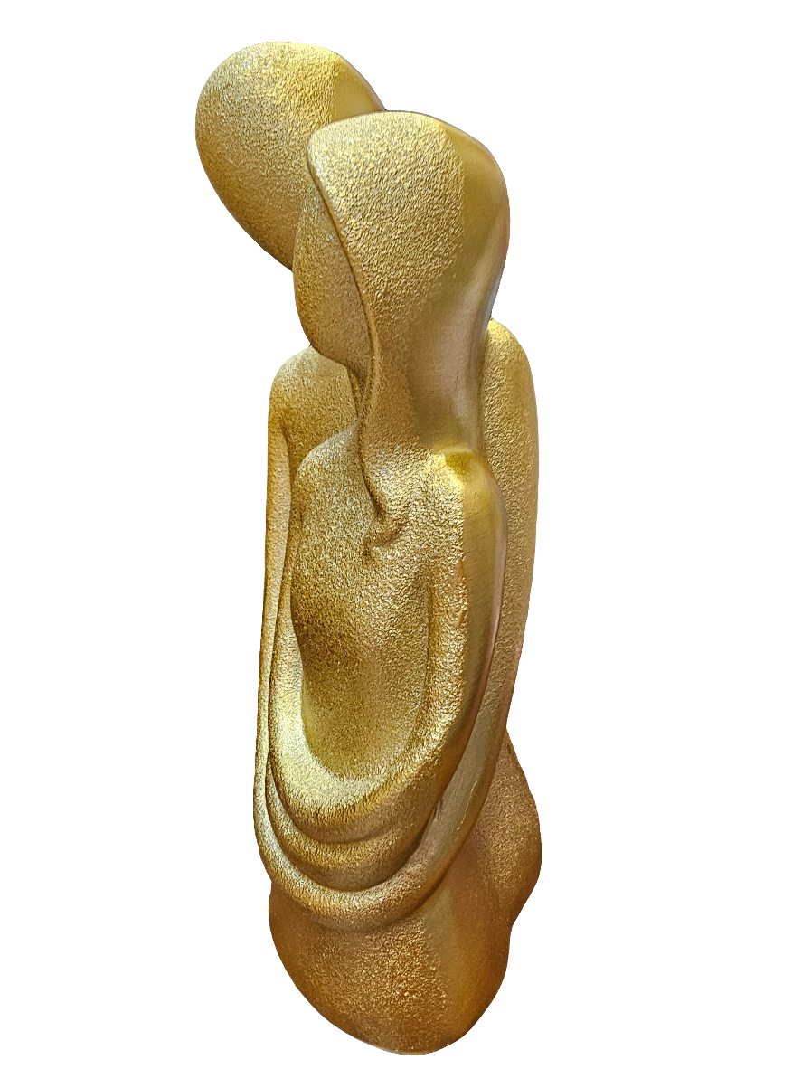 Gold Couple Embrace Statue